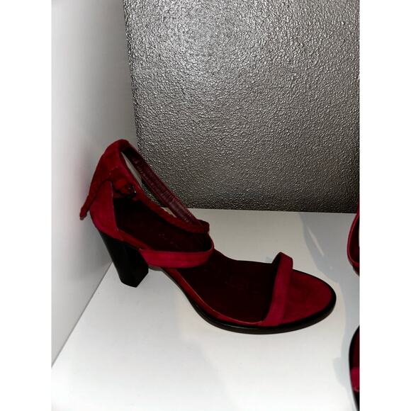 A F Vandevorst Edgy Punk Uptown Red Suede Braided Strappy Open Toe Block Heel - Picture 6 of 9